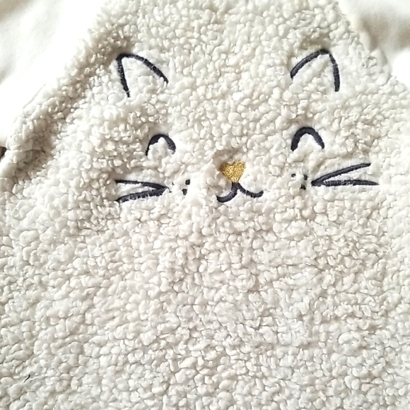 Old Navy Cat Face Cream Plush Sweatshirt - Size 3T - Picture 1 of 6